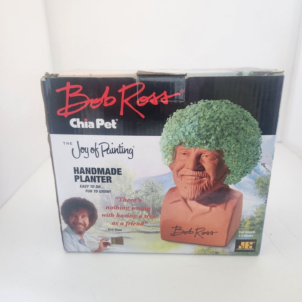 Bob Ross Chia Pet dated 2020.